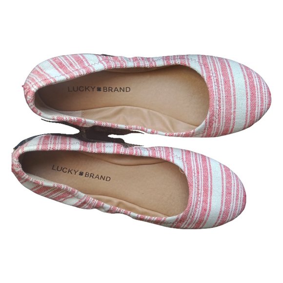 Lucky Brand Red and Cream Emmie Ballet BNWOT size 7.5/38 - Picture 7 of 9
